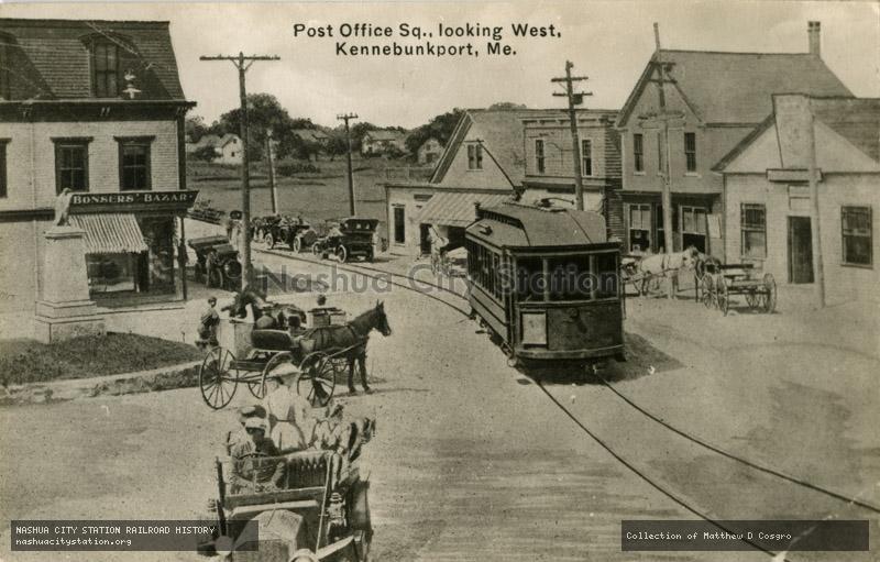 Postcard: Post Office Square, looking west, Kennebunkport, Maine